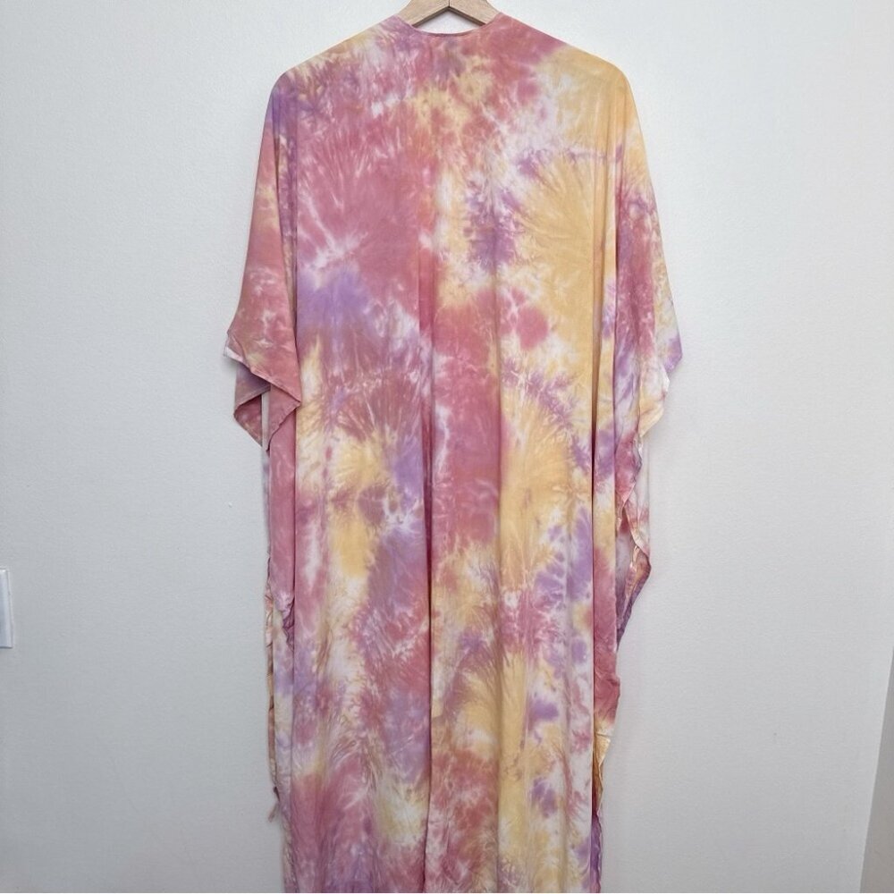 Torrid Womens One Size Pink Tie Dye Longline Ruana Kimono CN - Picture 11 of 11